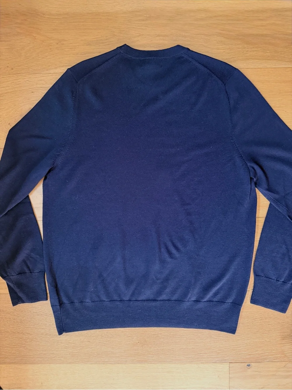 Brooks Brothers 100% Merino Wool Italian Yarn Navy Blue Crewneck Sweater Mens L